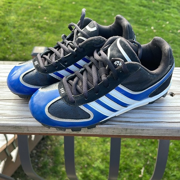 Adidas Soccer Cleats Blue/Black Leather Unisex Size 2, EUC, Low Top, Lace up - Picture 3 of 7